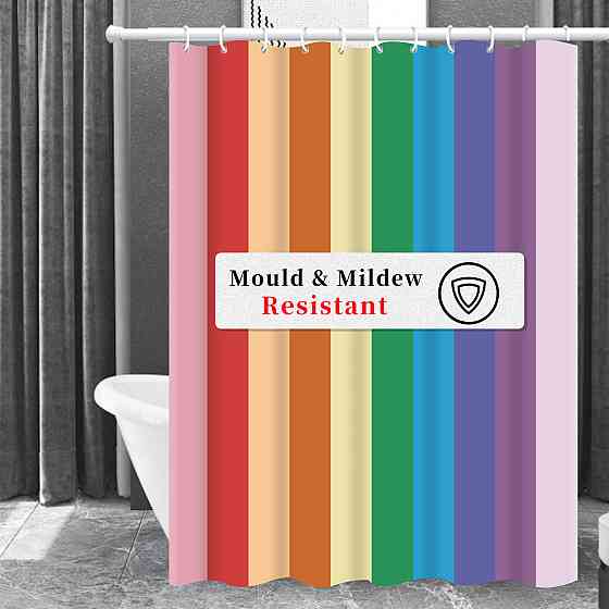 Шторка для ванны из полиэстера водонепроницаемая Bathlux 180x180 см с кольцами, занавеска для ванной комнаты Каменец-Подольский