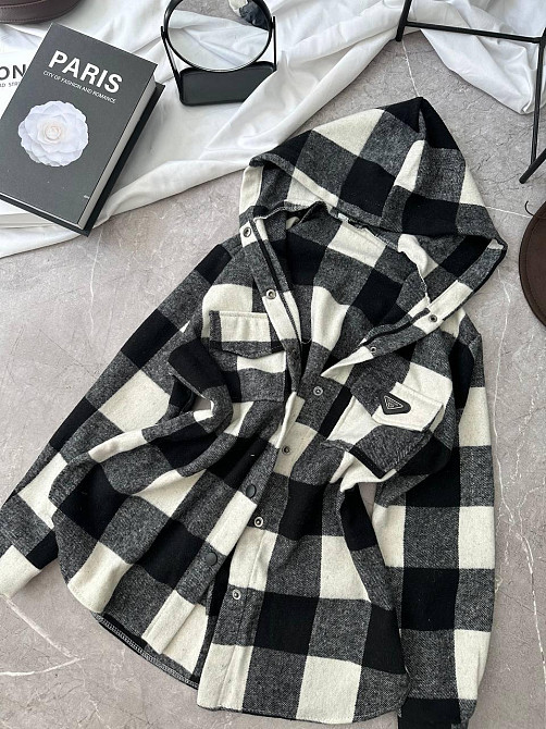 Жіноча повсякденна сорочка в клітинку з капюшоном турецький кашемір Чорний, 42/46 Одеса - фото 3