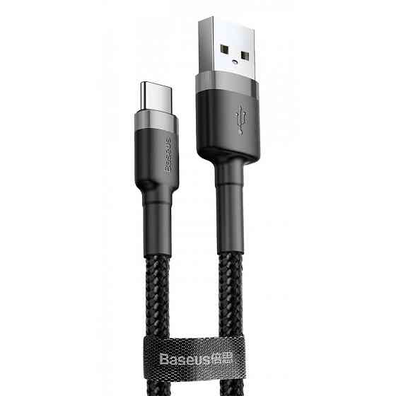 Кабель Baseus Cafule Type-C 3A 0.5м серый/черный Львов