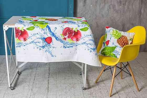 Ecotton Скатертина Ecotton 150х180 см бавовняна з рогожки біла Фрукти 21044-1 Коломия