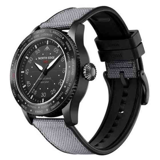Мужские водостойкие тактические часы North Edge Mach New (Черные) Винница