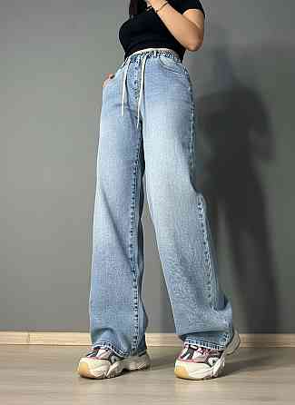 Джинси жіночі Liana 1-047 палаццо з резинкою на талії стрейчеві великі розміри блакитні, блакитний, З2, 32, 82 см, 105 см Київ