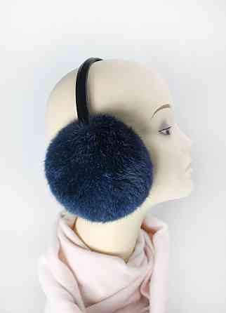 Наушники меховые детские из кролика Синий Харьков