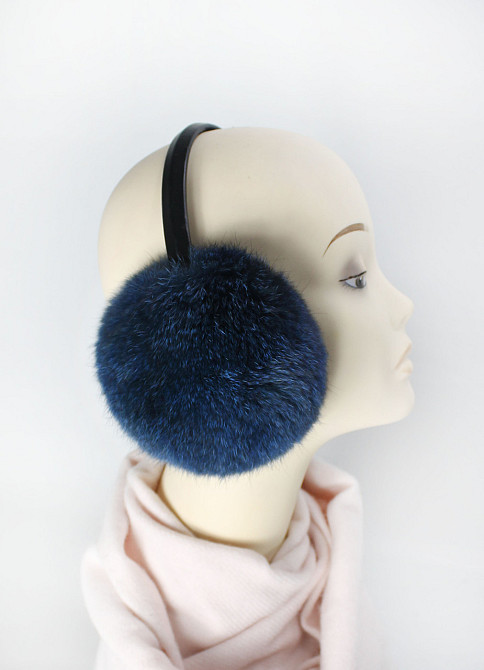 Наушники меховые детские из кролика Синий Харьков - изображение 2