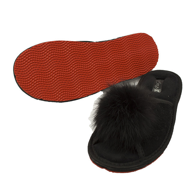 Жіночі відкриті капці з гарматою, чорний мех кролика натуральний Одеса - фото 11