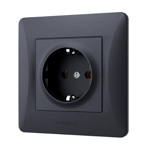 BINERA чорний графіт Розетка внутрішня 1-а із заземленням Videx Житомир - изображение 3