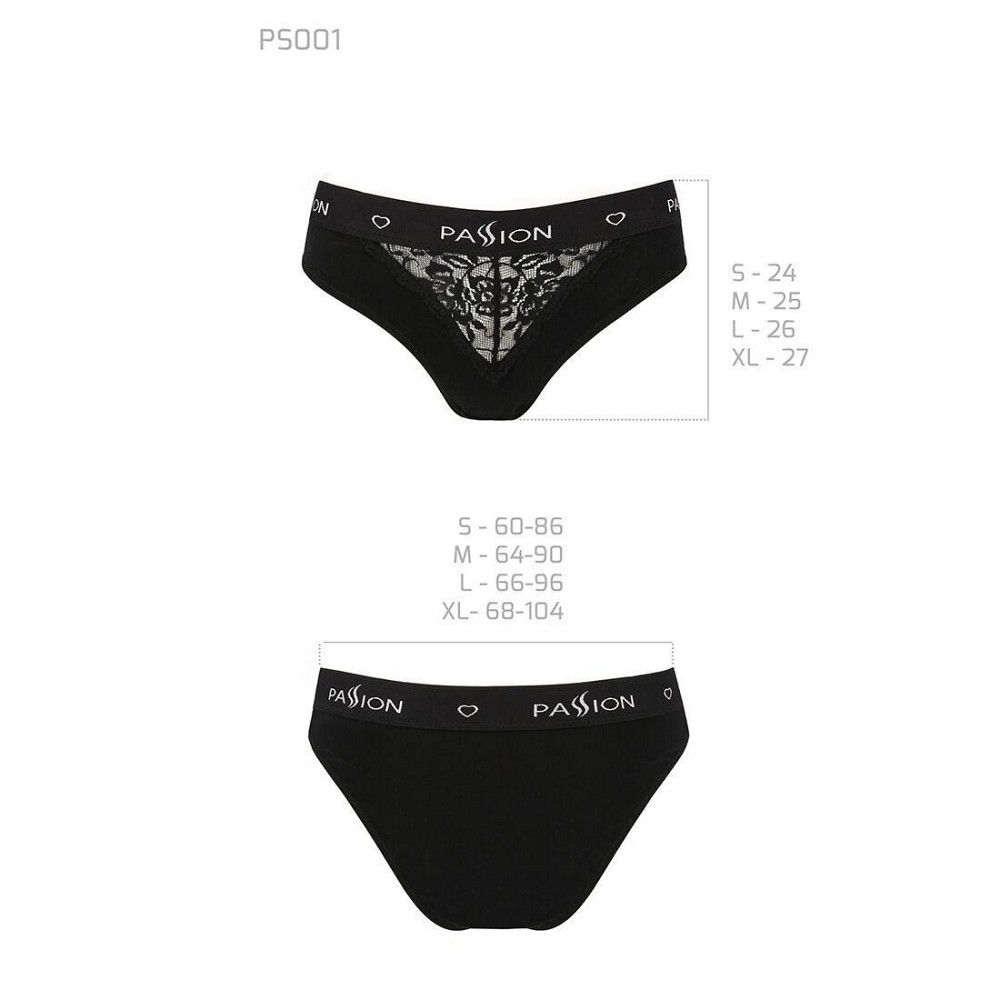 Трусики з широкою гумкою і мереживом Passion PS001 PANTIES S, black Sex Aura Київ - фото 6