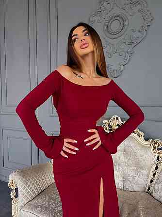 Женское элегантное праздничное платье с разрезом на ножке Бордо, 46/48 Одесса