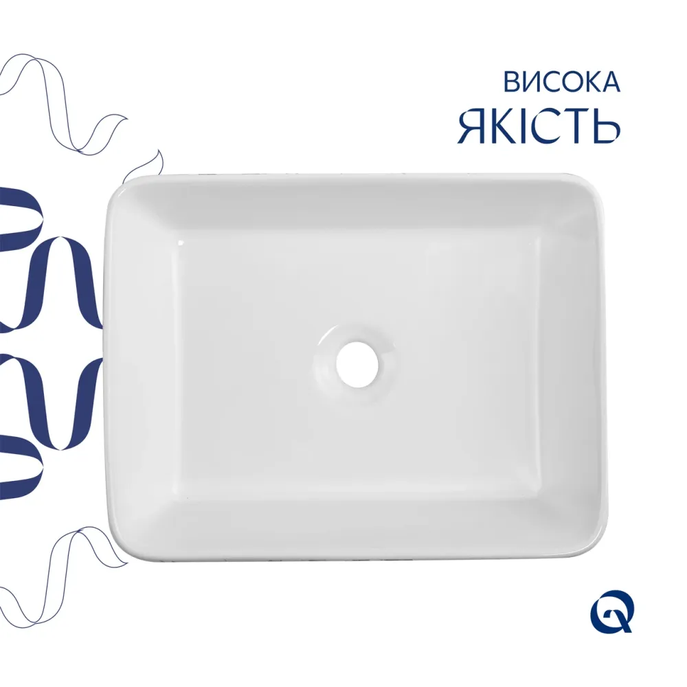 Раковина накладна Qtap Tern 480x370x135 мм, Marble, прямокутна, з донним клапаном QT17116069MR Київ - фото 4