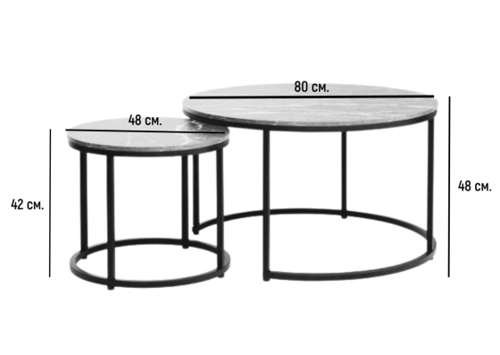 Журнальний столик DION білий ефект мармуру/золото (комплект) Киев