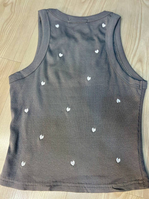 Майка женская W 9223 рубчик вышитые сердца one size , серый, one size Киев - изображение 7