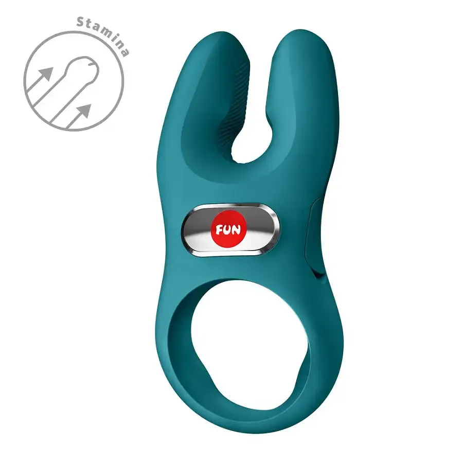 Эрекционное виброкольцо с двойной стимуляцией клитора Fun Factory NŌS PRO Bottle Green, 2 мотора Львов - изображение 3