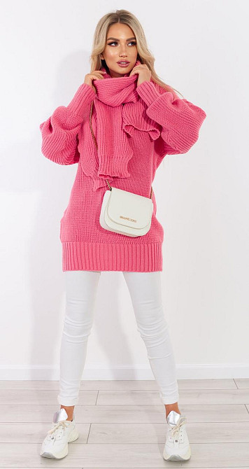 Свитер с шарфом крупной вязки (42-46) Киев - изображение 1