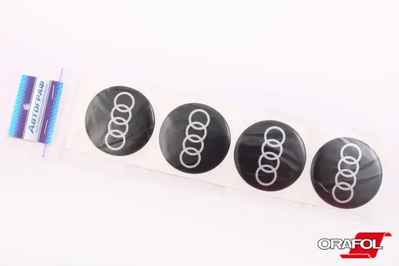 Наклейка на колпак 70мммм силікон Audi чорна Автограф (4 шт.) Вінниця