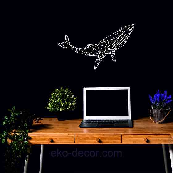 Декоративное настенное Панно «Кит», Декор на стену 70*42 см, Белый Киев