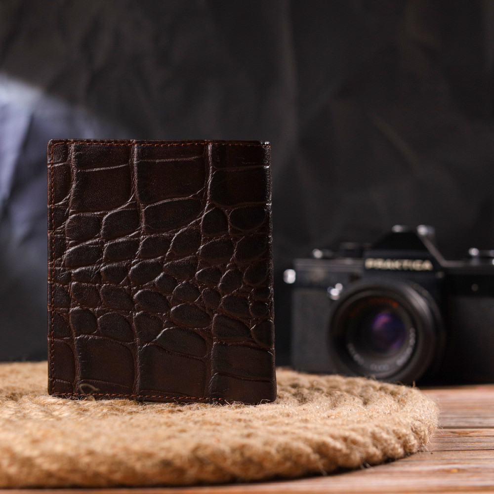 Стильное мужское портмоне из натуральной фактурной кожи CANPELLINI 21497 Коричневое Киев - изображение 7