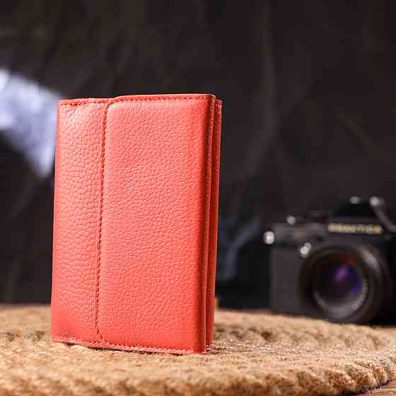 Стильный молодежный кошелек из натуральной кожи флотар Коралловый (CANPELLINI) Киев