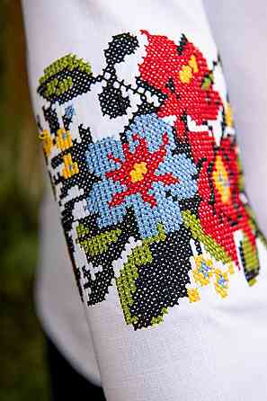 Вишиванка для дівчаток, лляна стрейч біла Київ