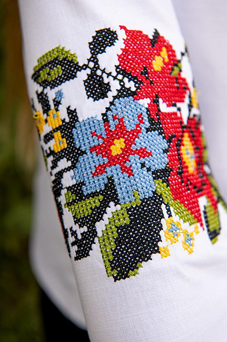 Вишиванка для дівчаток, лляна стрейч біла Київ - фото 4