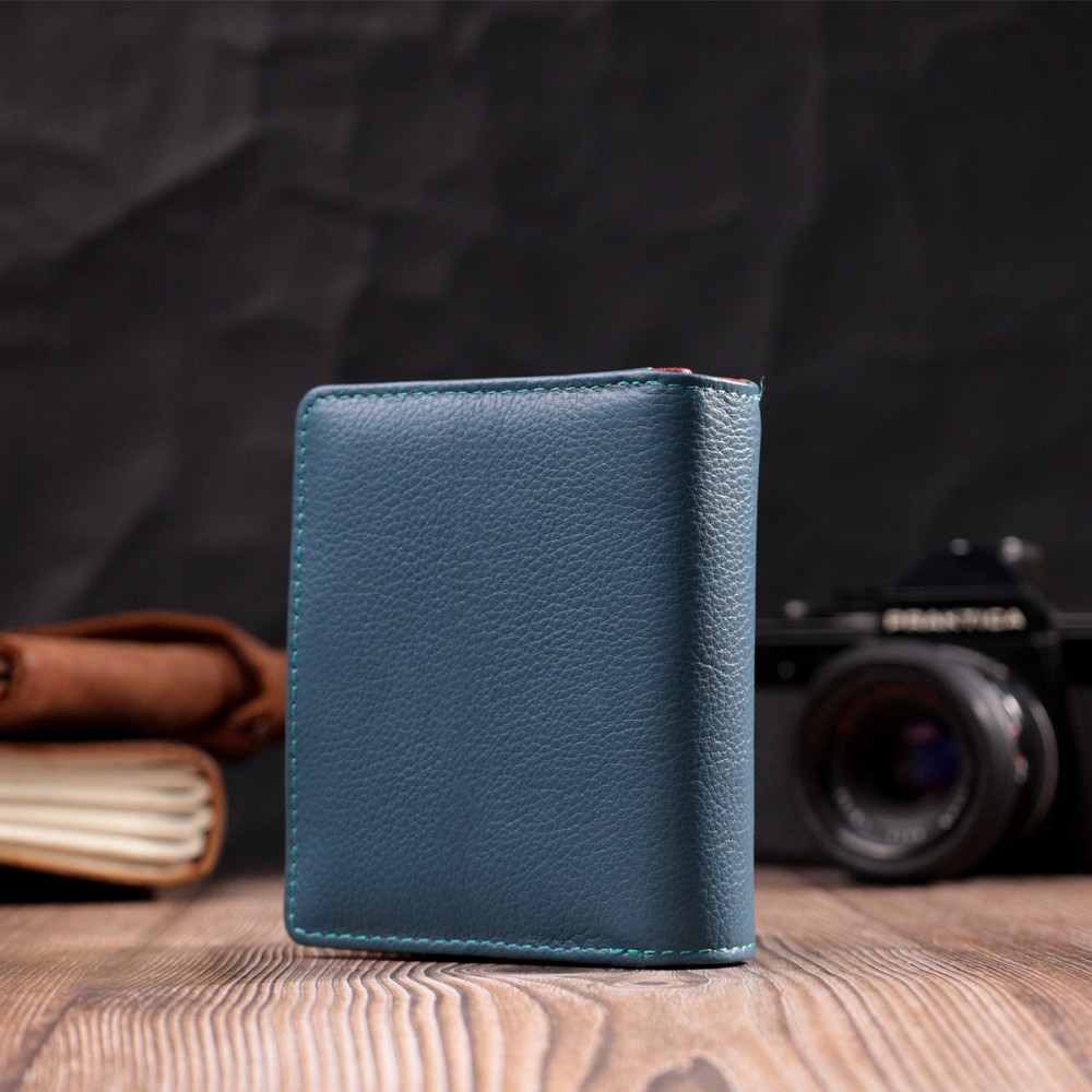 Невеликий вертикальний жіночий гаманець із натуральної шкіри ST Leather 19435 Бірюзовий Київ - фото 8