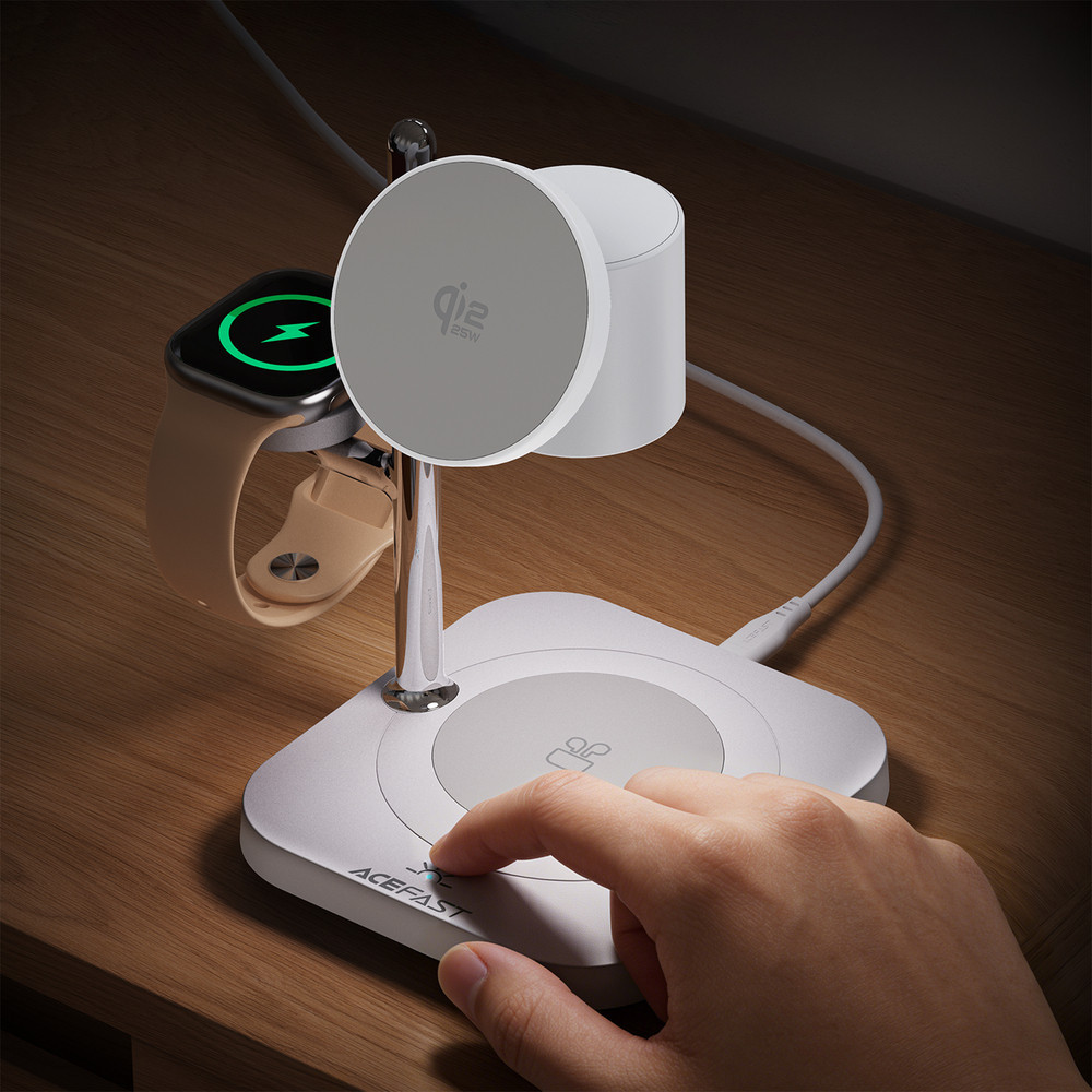 Бездротовий зарядний пристрій ACEFAST E39 desktop 4-in-1 wireless charging holder White Одеса - фото 8