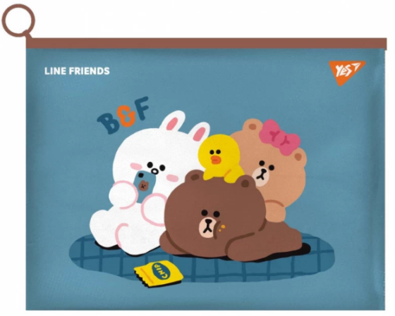 Папка-конверт з бігунком В6 "Yes" Line Friends. Cony пластик, 492095, шт Київ