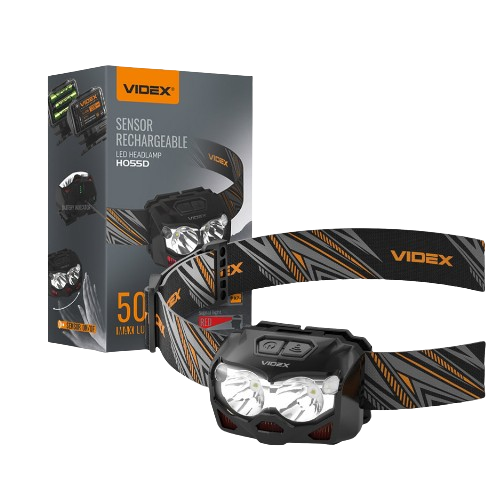 Ліхтарик LED налобний 500Lm 5000К чорний VLF-H055D Videx Житомир - фото 1