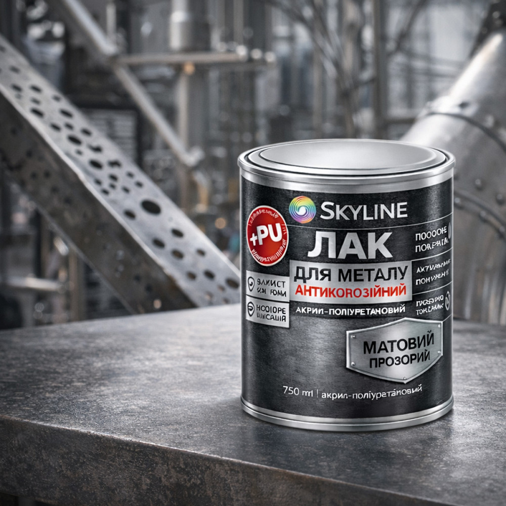Лак для металу Skyline матовий прозорий акрил-поліуретановий антикорозійний без запаху 750 мл Харків - фото 10