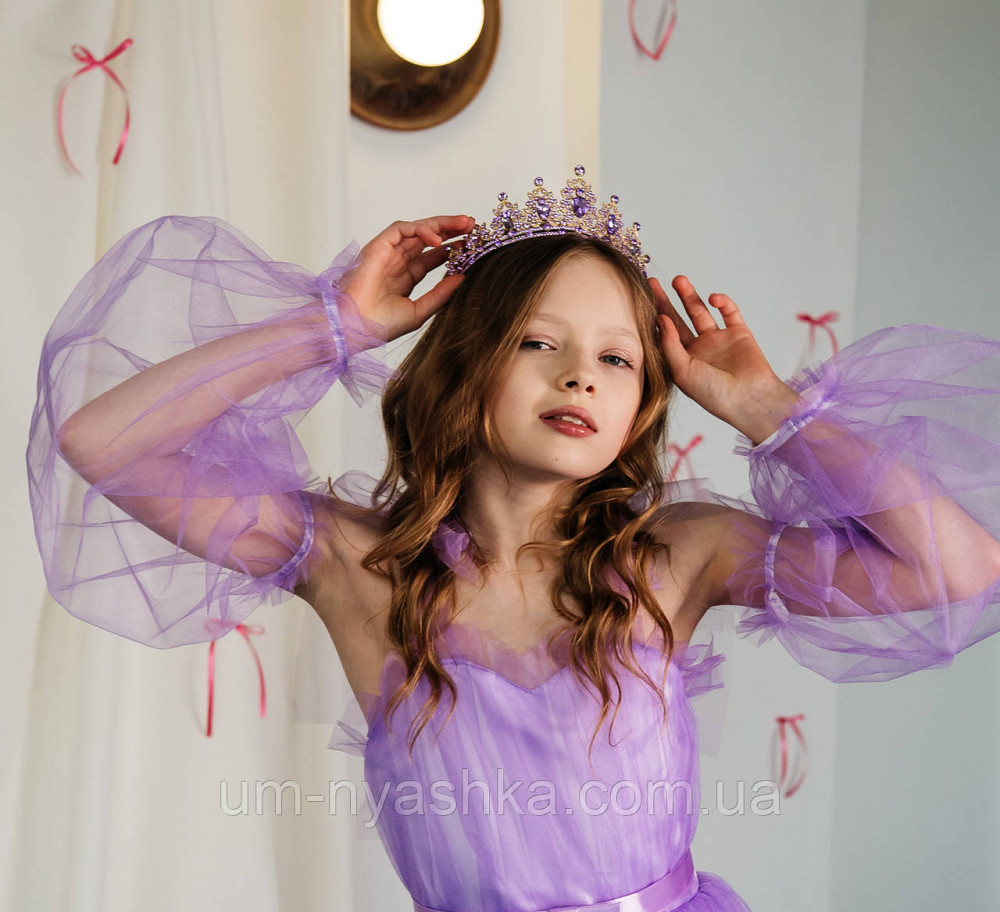 Диадема на обруче Корона лавандовая с камнями Кривой Рог - изображение 3