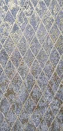 Шпалери вінілові на флізеліні Marburg Aura метрові смуги сіточкою структурні золотисті на чорному Київ