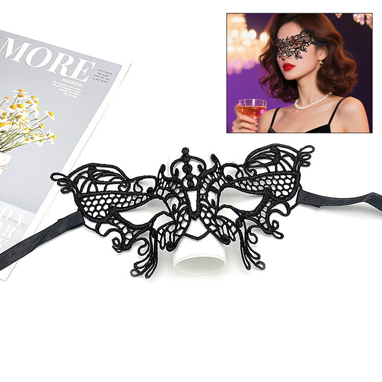 Маска із мережива ​​​​​​​one size чорний Київ - фото 2