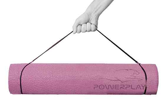 Килимок для йоги фітнесу гімнастіки каремат PowerPlay 4010 PVC Yoga Mat Рожевий 173см на 61см Київ