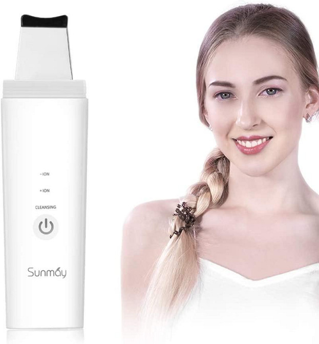 Ультразвуковий скрубер для пілінгу обличчя Sunmay Gskin домашній іонний очищувач пір від чорних точок та акне, білий Київ - фото 2