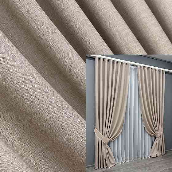 Комплект готовых штор VR-Textil Лен ALORA-TON № 1874ш Бежевый 100х270см 2 шт (31-938) Киев