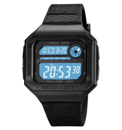 Годинник чоловічий спортивний наручний Skmei 2022 (Чорний з білим циферблатом) Київ
