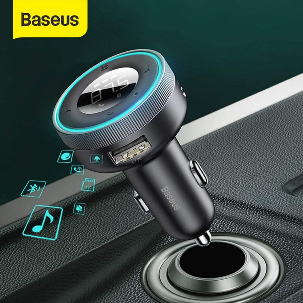 АЗП з FM-модулятор Baseus Enjoy Car Wireless MP3 Charger (Wireless 5.0+5V/3.4A) Black Киев - изображение 2