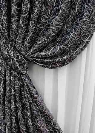 Комплект готовых штор VR-Textil Блэкаут-софт Жаклин № 670ш(А) Черный с серым 150х270 см 2шт (30-440) Киев