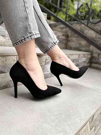 Туфлі жіночі S.S чорні еко-замша каблук 9 см розміри 36-41 (2754) Коломыя
