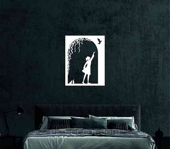 Декоративное настенное Панно «Девочка и голубь» Декор на стену 50*39 см, Белый Киев