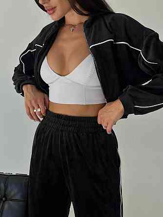 Стильний жіночий велюровий м'який костюм-двійка велюр плюш Чорний, 44/46 Одеса