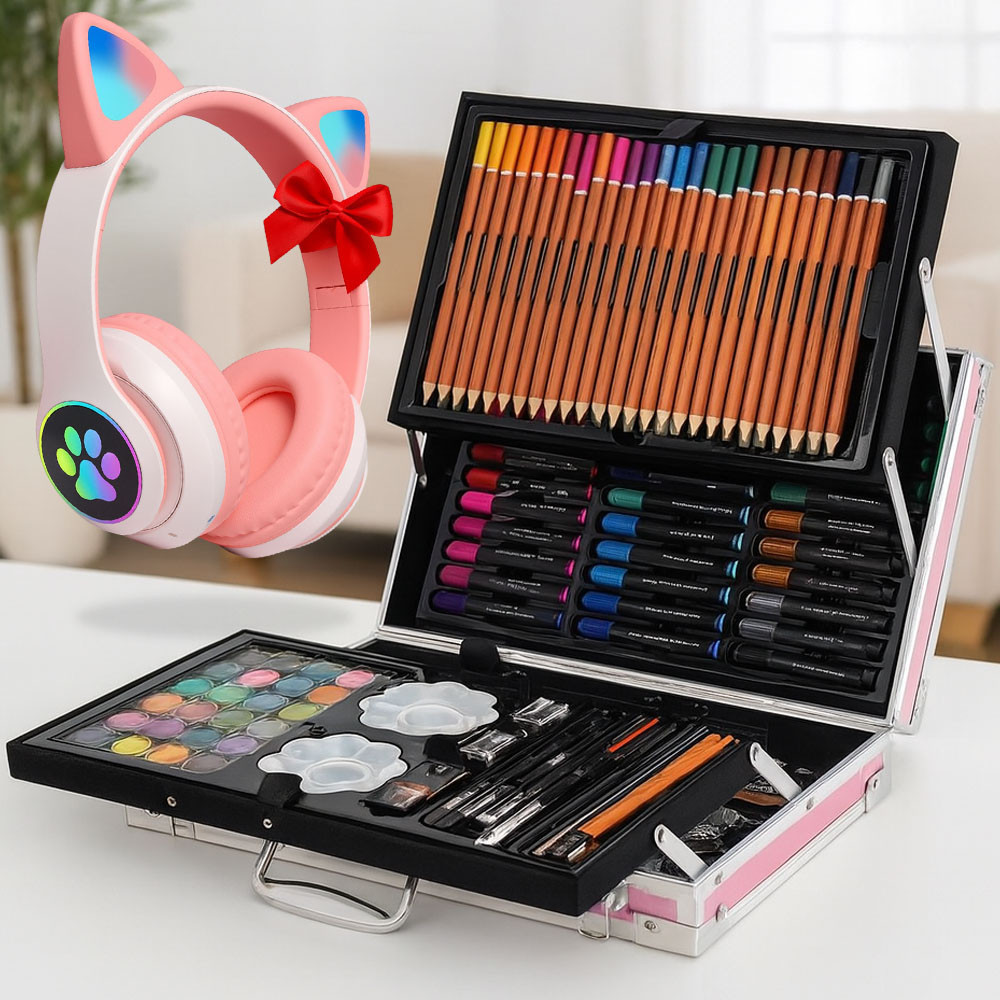 Детский художественный набор 145шт + Подарок Беспроводные наушники с ушками VZV-23M  / Набор для рисования Киев - изображение 1