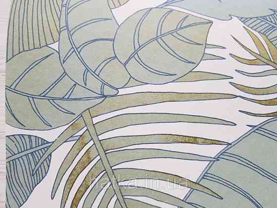 Обои флизелиновые  Khroma LAV104 LA VIE EN ROSE бирюзовые ветки листья золотистые Киев