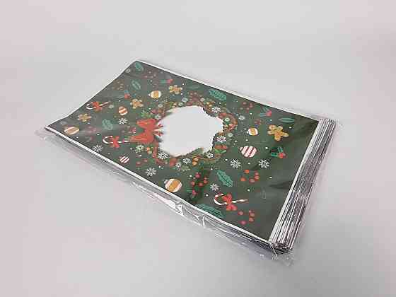 Упаковка новогодняя для конфет и подарков (25*40) №25 Рождественский венок (100 шт) Харьков