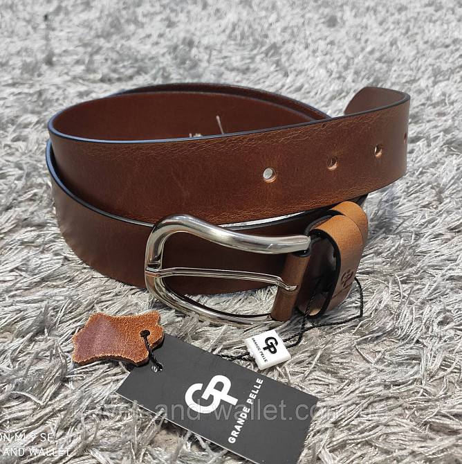 Стильный мужской ремень из натуральной кожи рыжего цвета 40мм Grande Pelle Киев - изображение 2