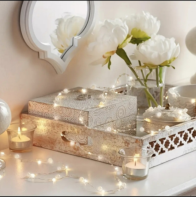 Світлодіодна гірлянда з перлами 5 м 50 led на батарейках теплий білий Сміла - фото 6