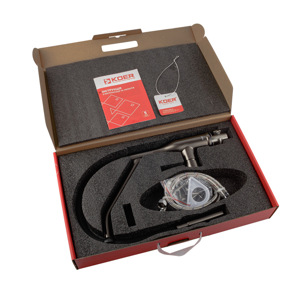 Кухонный смеситель Koer KI-70026-07 с черным силиконовым изливом KR5211 Харьков - изображение 3