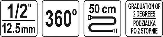 Кутомір для докручування болтів YATO до динамометр ключа з квадр 1/2