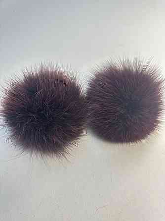 Помпони з натурального хутра песця на шапку 10-12см Бордовий Харків
