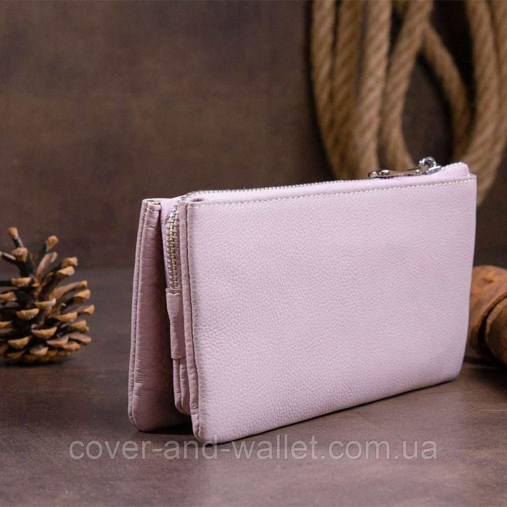 Гарний пудровий жіночий гаманець-клатч із натуральної шкіри ST Leather 008 Київ - фото 7