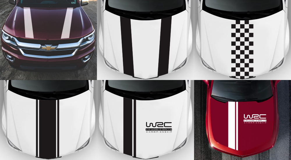 Наклейка на авто капот дві смуги+Wrc Біла Київ - фото 1